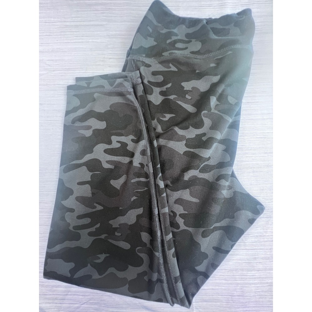 Danskin Womens XL Camo High Waisted Leggings BlackGrey Camouflage Activewear 665